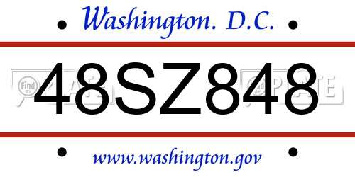 48SZ848 District Of Columbia License Plate
