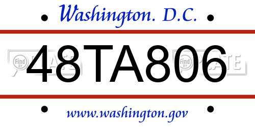 48TA806 District Of Columbia License Plate