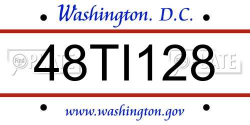 48TI128 District Of Columbia License Plate