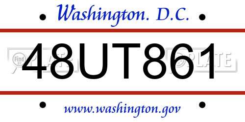 48UT861 District Of Columbia License Plate