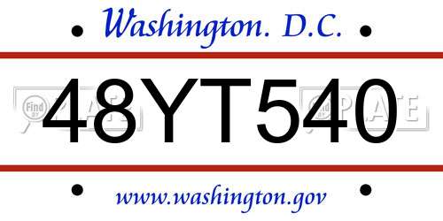 48YT540 District Of Columbia License Plate