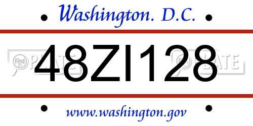 48ZI128 District Of Columbia License Plate