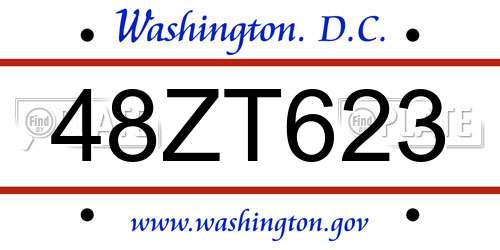 48ZT623 District Of Columbia License Plate