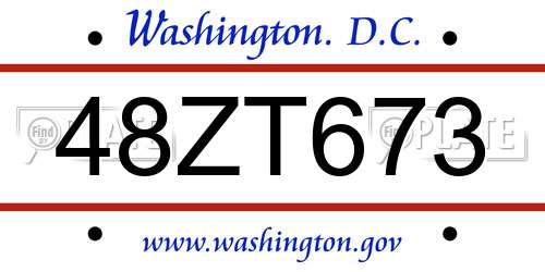 48ZT673 District Of Columbia License Plate