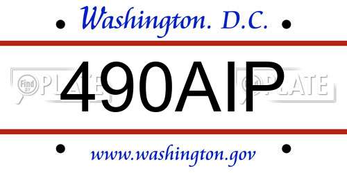 490AIP District Of Columbia License Plate