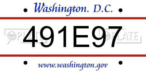 491E97 District Of Columbia License Plate