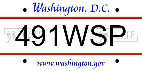 491WSP District Of Columbia License Plate