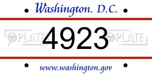 4923 District Of Columbia License Plate