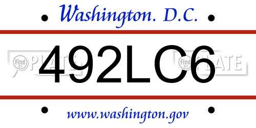 492LC6 District Of Columbia License Plate