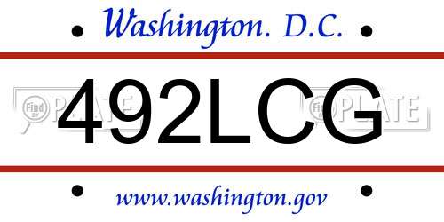 492LCG District Of Columbia License Plate
