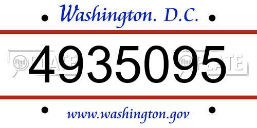 4935095 District Of Columbia License Plate