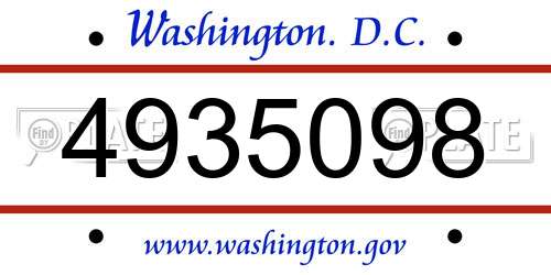 4935098 District Of Columbia License Plate