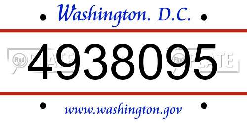 4938095 District Of Columbia License Plate