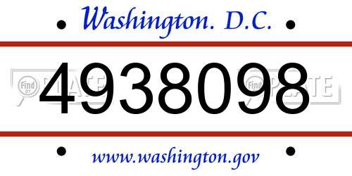 4938098 District Of Columbia License Plate