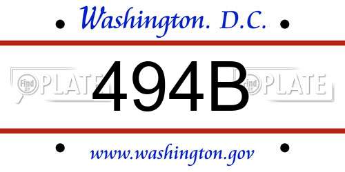 494B District Of Columbia License Plate