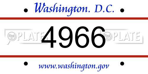 4966 District Of Columbia License Plate
