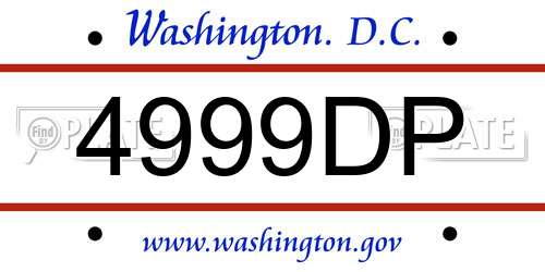 4999DP District Of Columbia License Plate