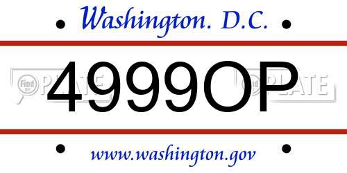 4999OP District Of Columbia License Plate