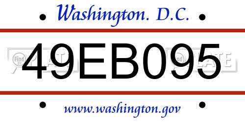 49EB095 District Of Columbia License Plate