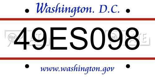 49ES098 District Of Columbia License Plate