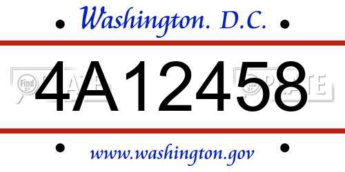 4A12458 District Of Columbia License Plate