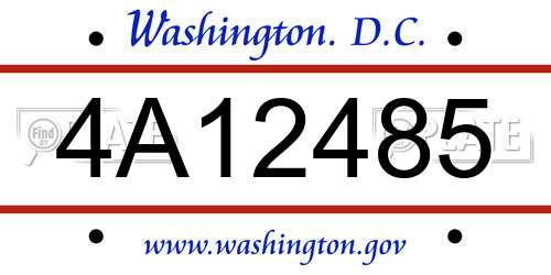 4A12485 District Of Columbia License Plate