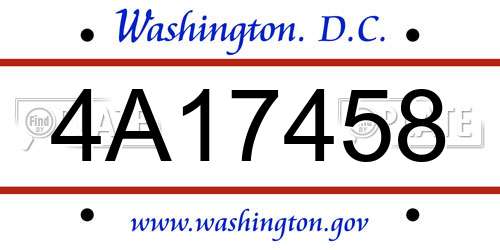 4A17458 District Of Columbia License Plate