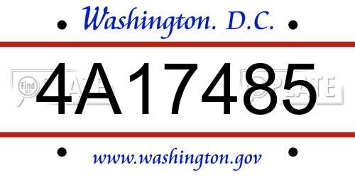 4A17485 District Of Columbia License Plate