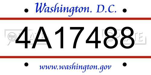 4A17488 District Of Columbia License Plate