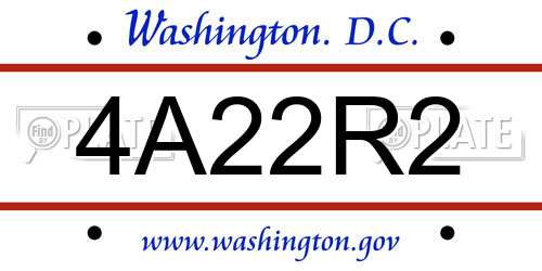 4A22R2 District Of Columbia License Plate