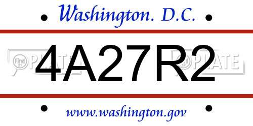4A27R2 District Of Columbia License Plate