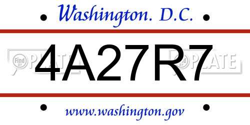 4A27R7 District Of Columbia License Plate