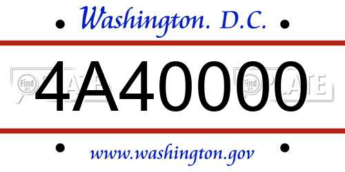 4A40000 District Of Columbia License Plate