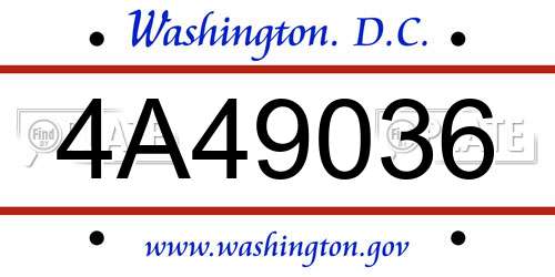 4A49036 District Of Columbia License Plate