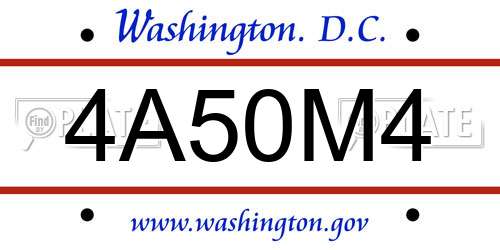 4A50M4 District Of Columbia License Plate