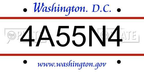 4A55N4 District Of Columbia License Plate