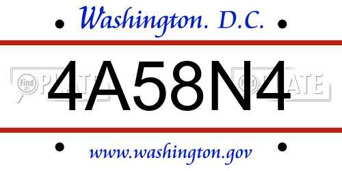 4A58N4 District Of Columbia License Plate