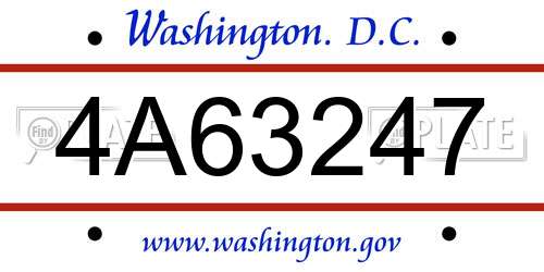 4A63247 District Of Columbia License Plate
