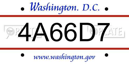 4A66D7 District Of Columbia License Plate