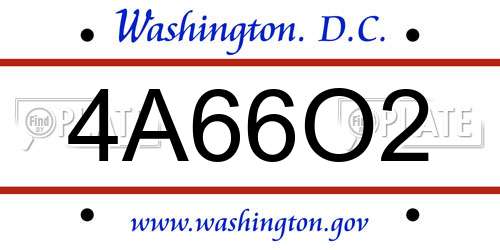 4A66O2 District Of Columbia License Plate