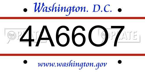 4A66O7 District Of Columbia License Plate