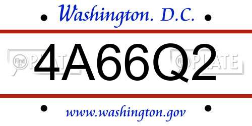 4A66Q2 District Of Columbia License Plate