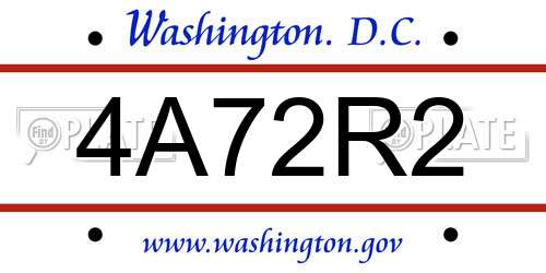 4A72R2 District Of Columbia License Plate