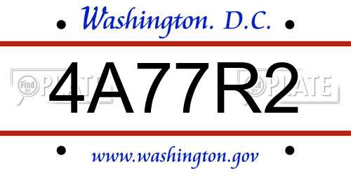 4A77R2 District Of Columbia License Plate