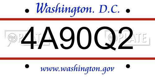 4A90Q2 District Of Columbia License Plate