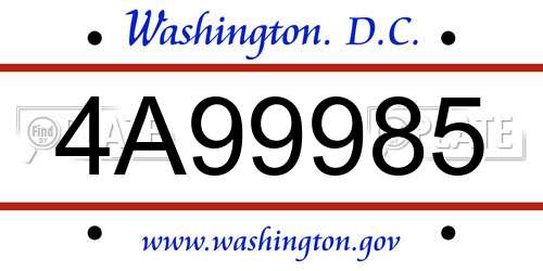 4A99985 District Of Columbia License Plate