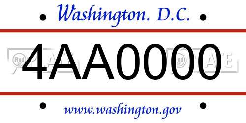 4AA0000 District Of Columbia License Plate