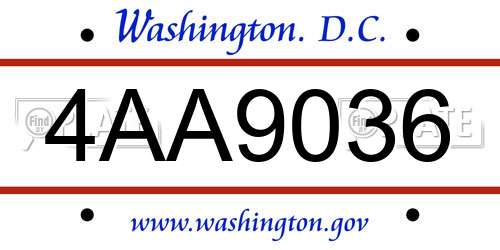 4AA9036 District Of Columbia License Plate