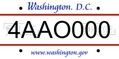 4AAO000 District Of Columbia License Plate