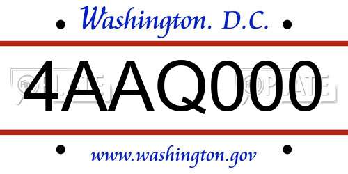 4AAQ000 District Of Columbia License Plate